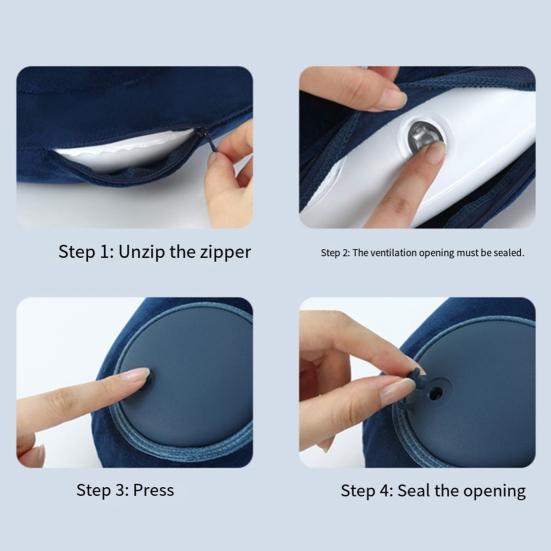 Inflatable Pillow U-Shaped Neck Support Full Filling Portable Nap Cushion Inflatable Headrest Cushion with Storage