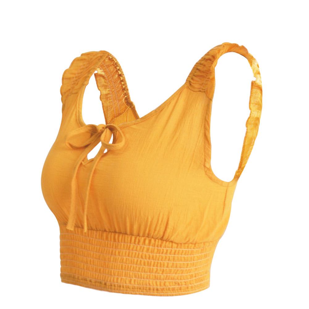 Buy Sexy Tank Top Backless T-Shirts Ruffle Trim Lace Up Crop Top