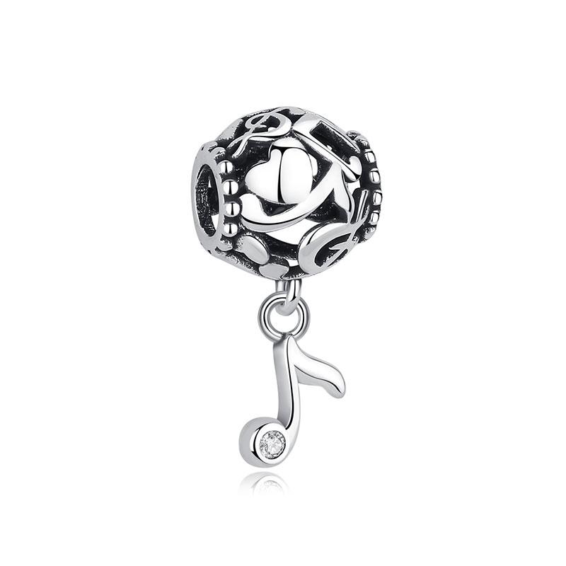 Original 925 Sterling copper Charm Bead Love Music Note Piano Pendant Charms Fit Brand Bracelets Necklaces Women Diy Zircon