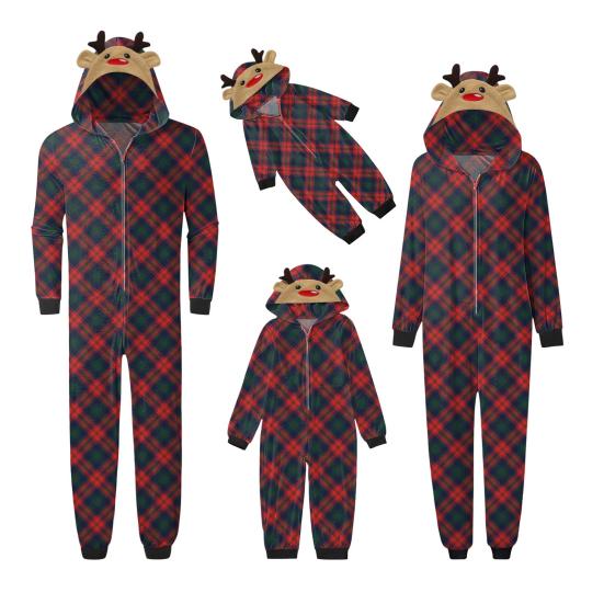 Christmas Family Matching Pajamas Set Elk Snowflake Print Long Sleeve Loungewear Full-Body Jumpsuit for Christmas Holidays And Family Gatherings