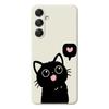 For Samsung Galaxy A16 5G/4G Case Love Black Cat Pattern Printing Straight Edge TPU Phone Back Cover