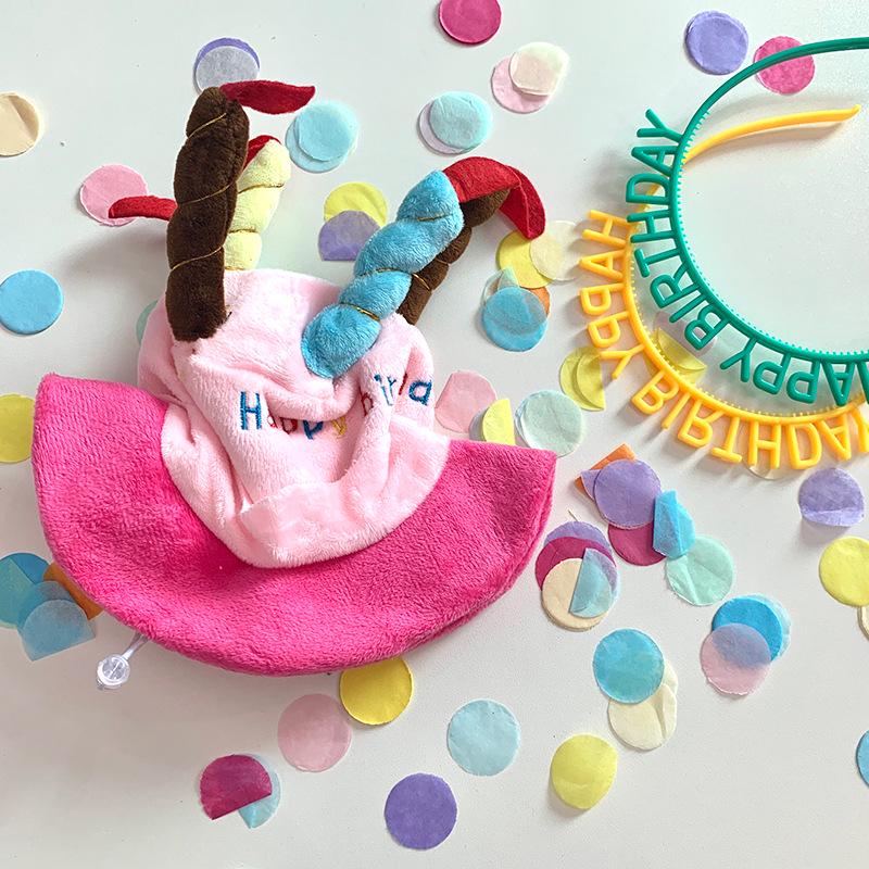 Birthday Cake Candle Headband and Hat for Baby and Pet Party Dress-Up, Holiday Photo Props