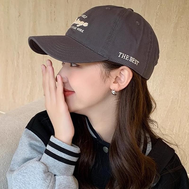 Women Embroidery Letters Baseball Cap Solid Color Cotton Snapback Visors Peaked Hat Korean Girls Outdoor Hip Hop Dad Trucker Cap