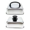 Stainless Steel BBQ Grill Lid With Ergonomic Handle Square Basting Cover Cheese Melting Dome For Indoor And Outdoor Use