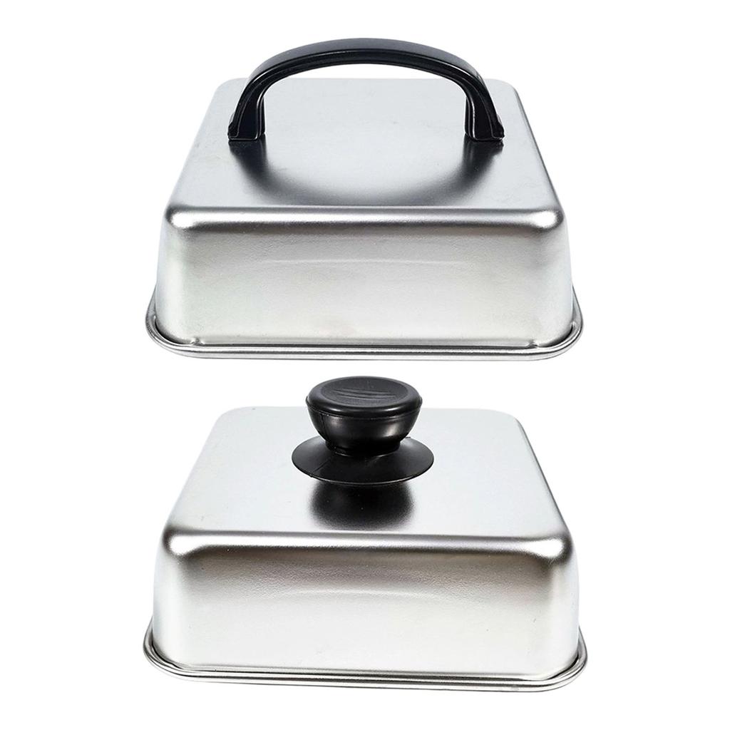 Stainless Steel BBQ Grill Lid With Ergonomic Handle Square Basting Cover Cheese Melting Dome For Indoor And Outdoor Use