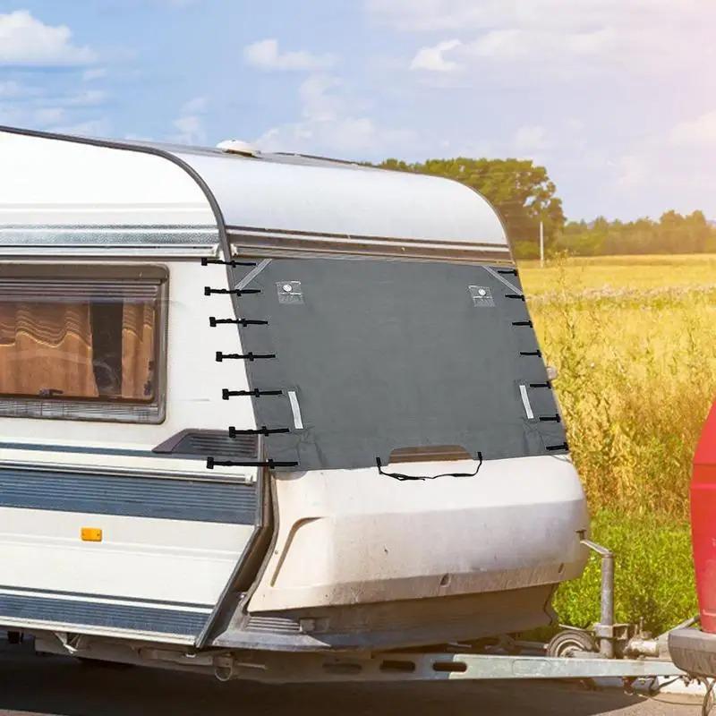 Universal Waterproof Oxford Fabric Front Towing Cover Protector - Durable Dustproof with Reflective Strips for RV/Camper/Caravan