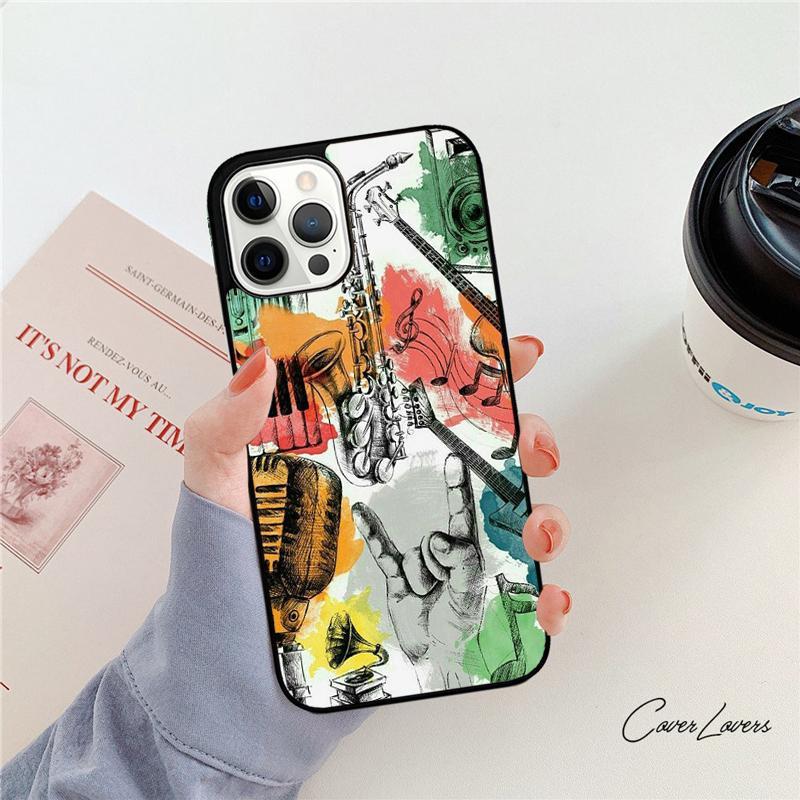 Musical Instruments Saxophone Phone Case For iPhone 17 Air 14 15 16 13 12 Max For Apple iPhone 17 Air 11 Pro Max Plus Coque