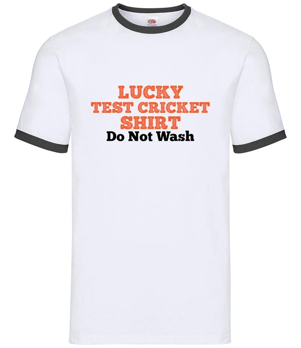 Lucky Test Cricket Shirt - Mens Ringer - Player Love World Cup Bat Ball XL