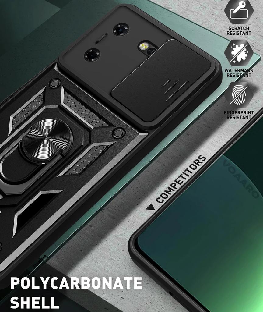 Slide Lens Camera Protective Armor Funda for Tecno Pova 5 Case Magnetic Ring Kickstand Holder Cover Shockproof Phone Capa