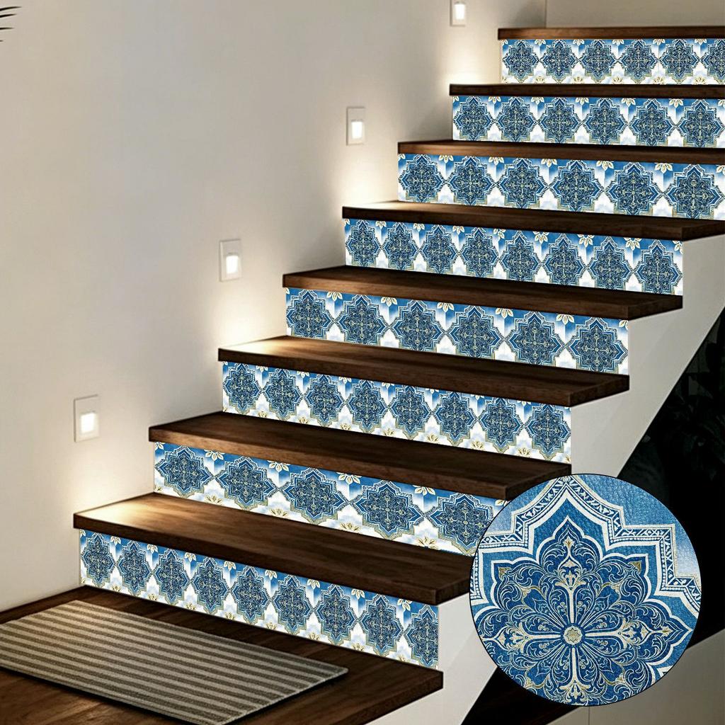 10 Stück Bohemian Retro Fliesenaufkleber mit Blumenmuster Lederstruktur Selbstklebende Wandaufkleber Küchenrückwand Waschbecken Tisch Haus DIY Renovierung