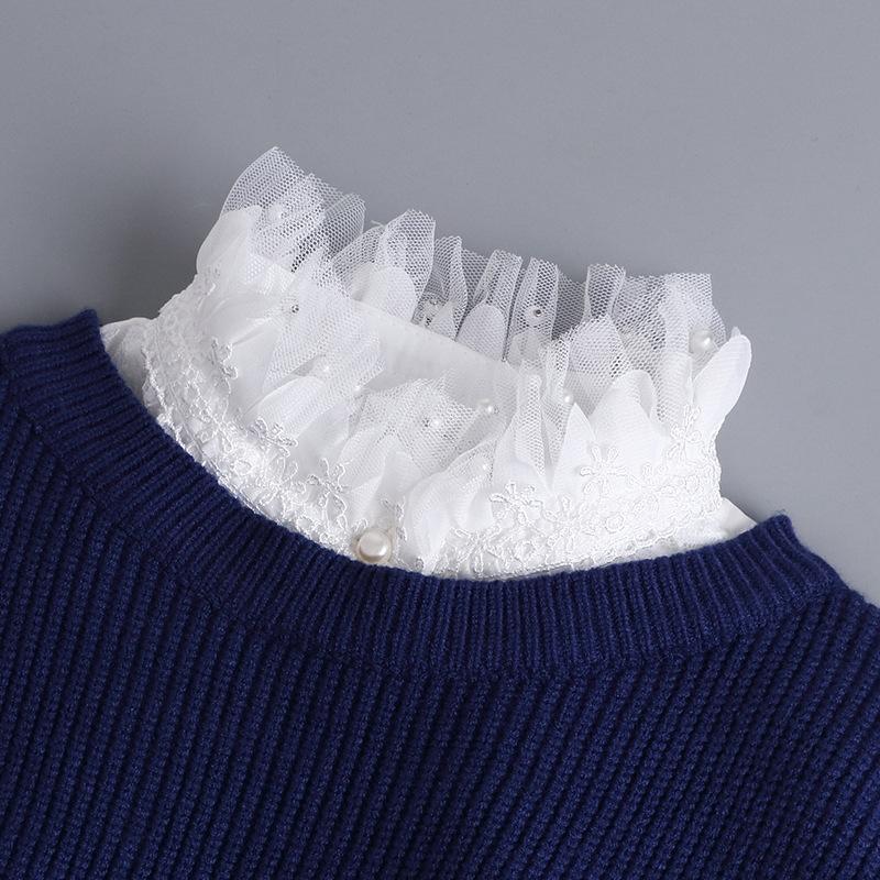 Fashionable Cotton Lace False Collar Shirt, Women's Detachable Collar Shirt, False Tie, Lapel Shirt Top