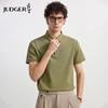 Zhuangji Men's 100% Cotton Business Casual Short-Sleeve Polo Shirt