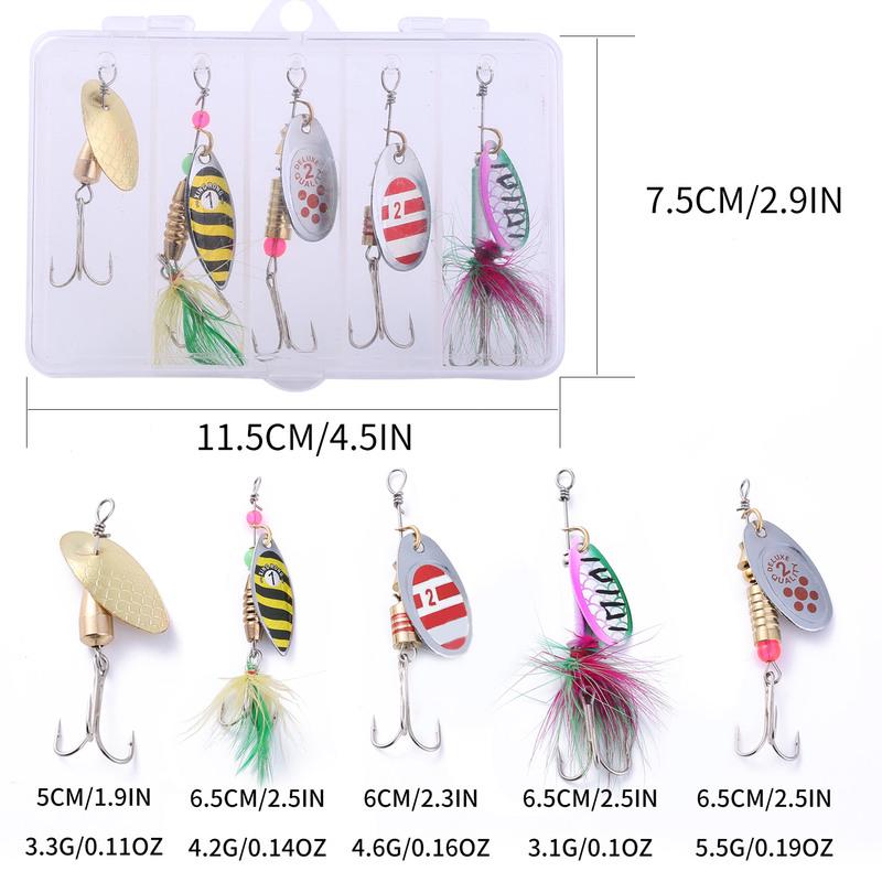 Rotating Sequin Fishing Bait 5pcs/box Cardboard Loaded Metal Outdoor Sea Fishing Gear Fishing Bait