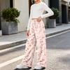 Fashionable Girls' Flannel Warm Loose Printed Pants