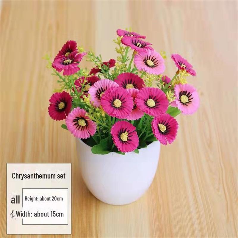 Decorative Small Artificial Potted Flowers Set for Home and Living Room Decor
