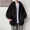 Men's Hong Kong Style Cardigan Hoodie - Loose Fit, Plus Size, Casual Spring/Autumn Jacket.
