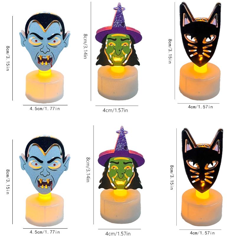 Halloween Flameless Tea Light Decorations, Halloween Spooky Electric Candles for Home Party Decorations - Ideal Halloween Gifts