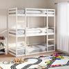 VidaXL Triple Bunk Bed White 90x200 Cm Solid Pine Wood, Three-Berth Bunk Bed, Mezzanine Bed, Bed 3284255