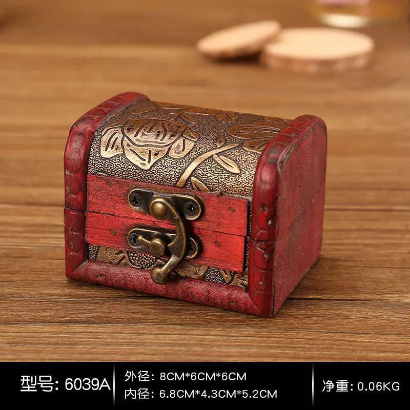 

Antique Mini Wood Treasure Chest Storage Box Jewelry Organizer Box Gift Box 1PC