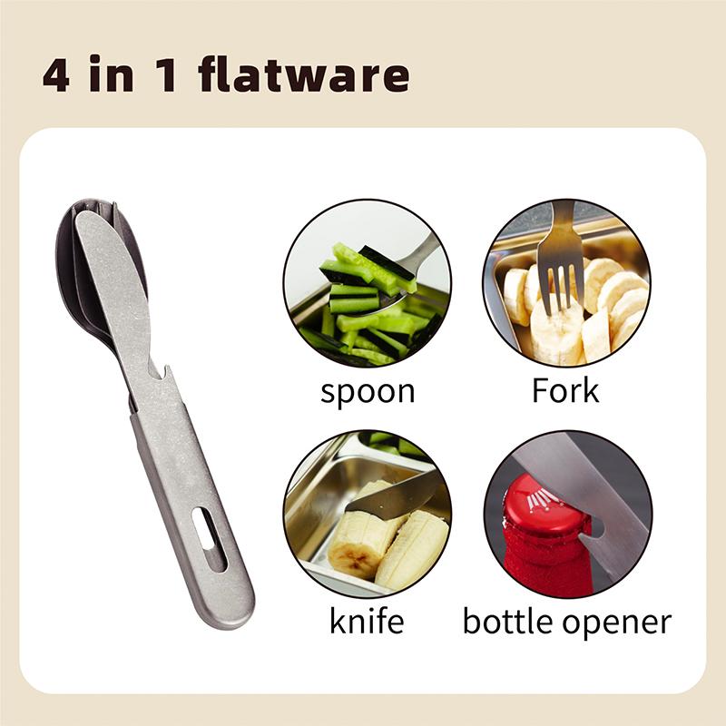 Cutlery Set 3 Pieces Eating Utensils Military Style Spoon Fork Knife Kit Flatware Multi-Tool