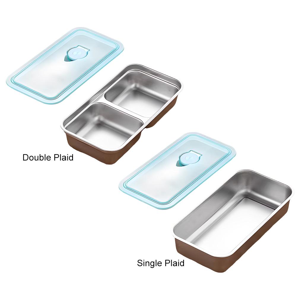 Stainless Steel Small Snack Containers Double Compartment Condiment Containers Fruit Snack Box for Indoor Office Outdoor Travel