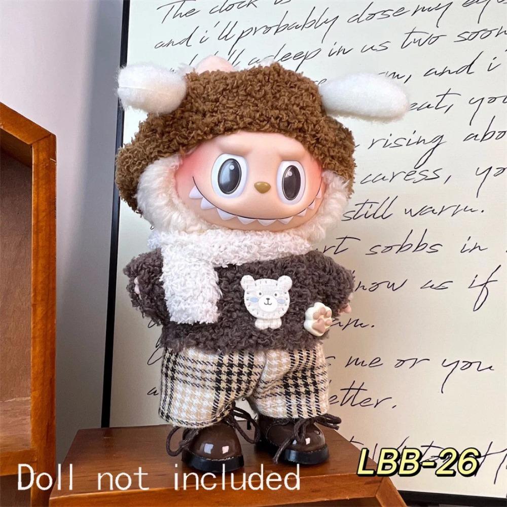 Only Clothes For 15-17CM Labubu Mini Accessories Clothes Clothing Dolls Set Sitting Party Scarf Hat Bag Cute Decoration Gift