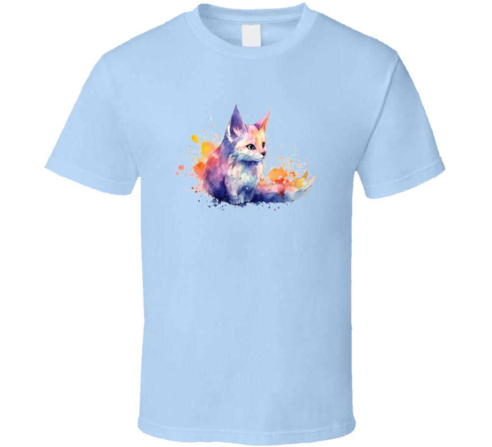 Colorful Cat Watercolor Tee Colorful Cat Lover Tshirt Feline Novelty T Shirt M