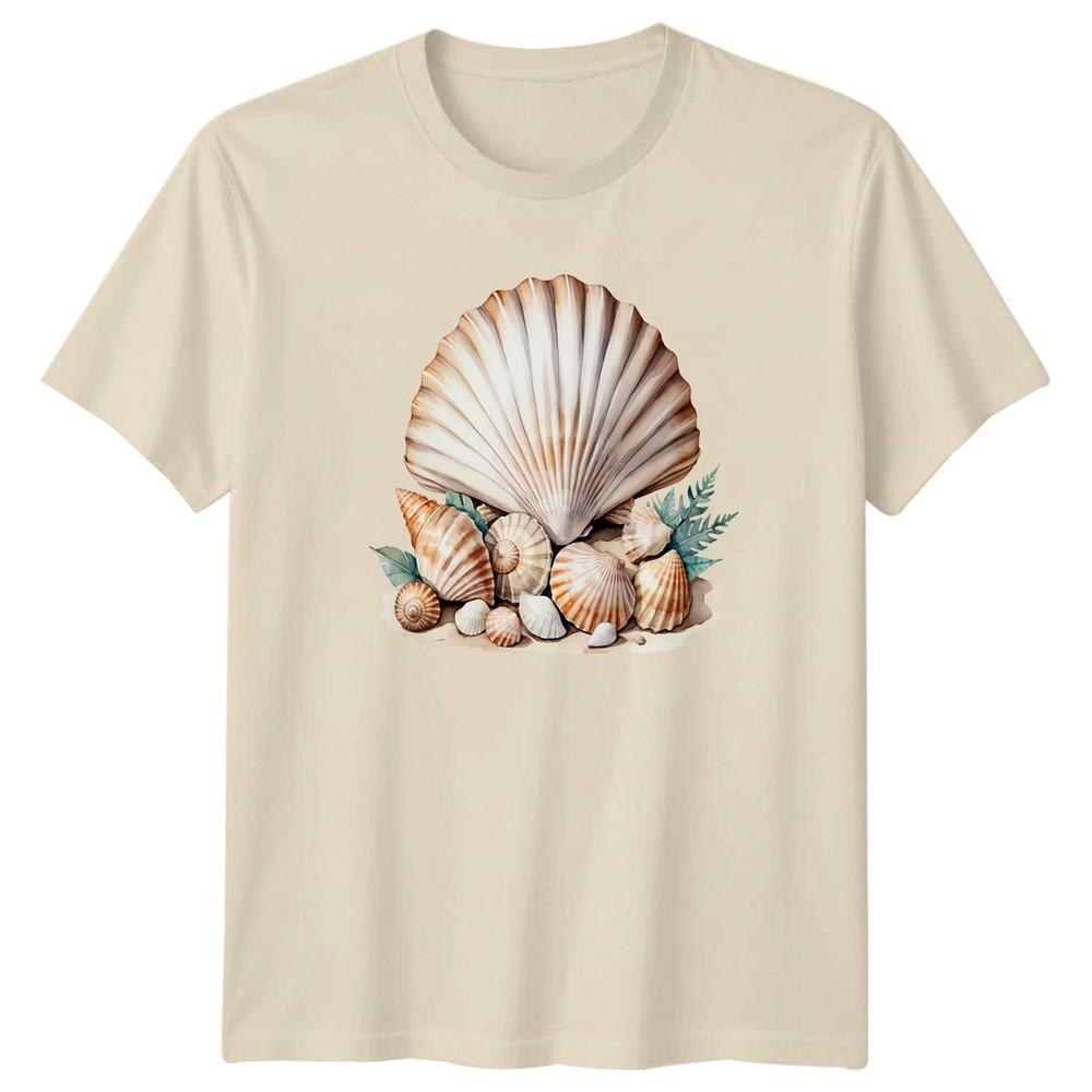 Seashells Ocean Nature Watercolor Unisex Unisex Graphic T Shirt Beach Coastal Tee
