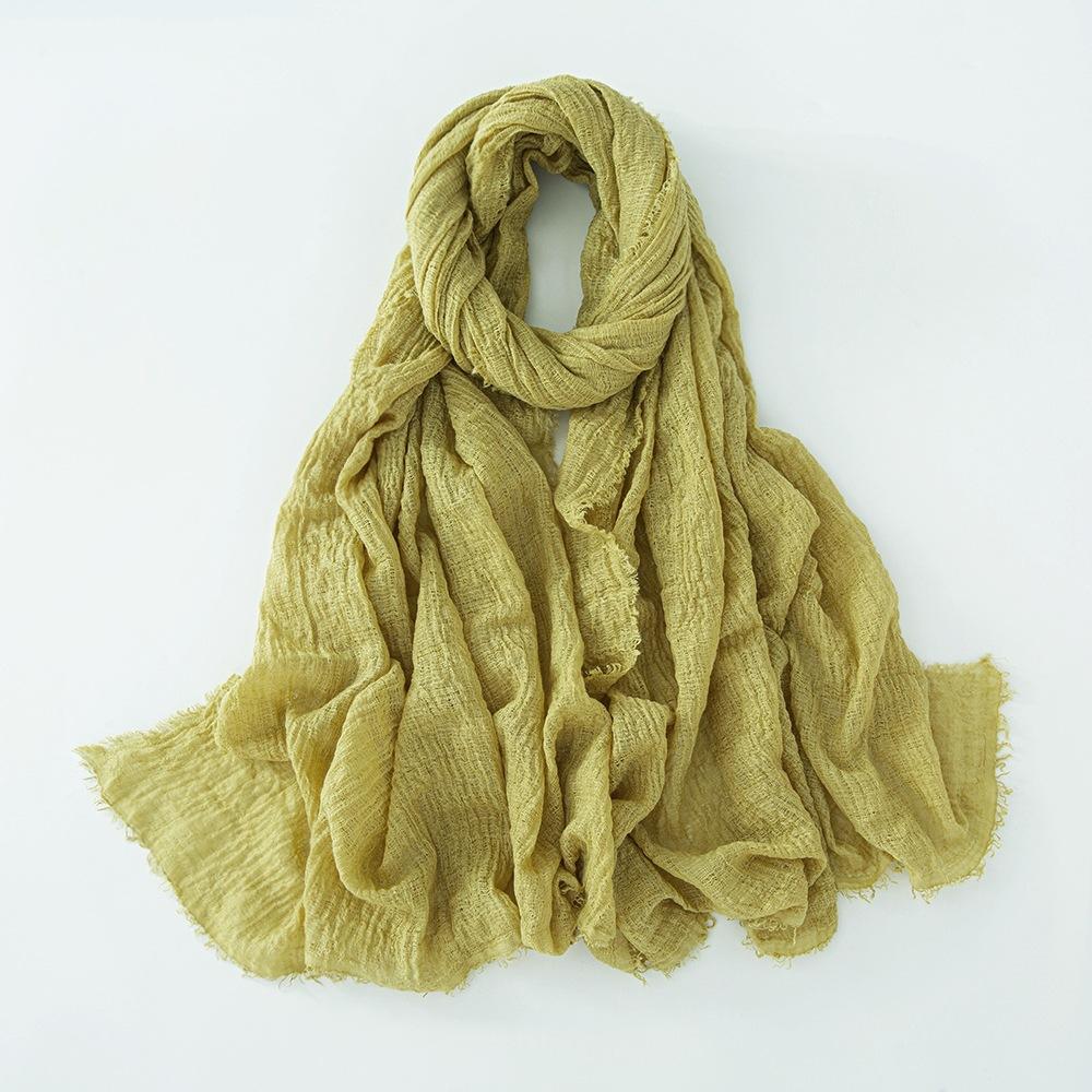 New Cotton Linen Gauze Scarf For Women Girls Spring Autumn Solid Scarves Soft Pashmina Foulard Simple Retro Beard Wrap Shawls
