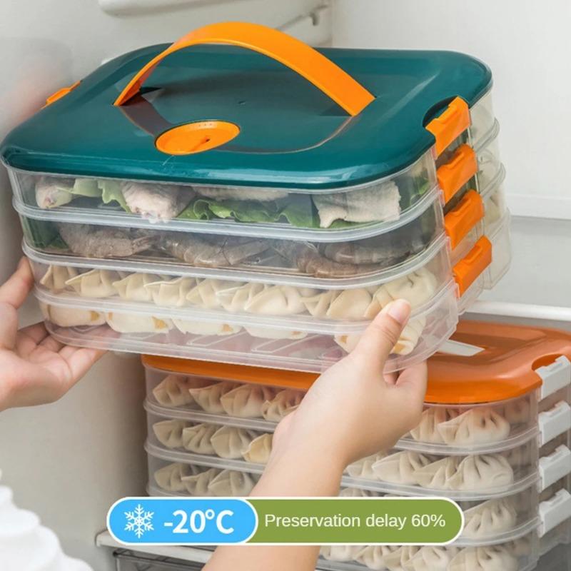 Multilayer Dumpling Box Storage Box Large Volume Storage Boxes Wonton Fresher-Keeping Dumplings Fine Vegetable Stackable Microwave