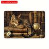 2D Flat Wooden Sign 30*20cm Vintage Cat In Book Wooden Sign | Indoor/Outdoor Wall Decor for Home, Bedroom, Bar, Cafe, Library & Garage