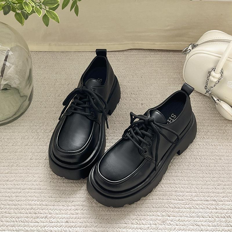 British style platform small leather shoes women's 2025 new spring and autumn versatile black jk single shoes muffin loafers ins tide