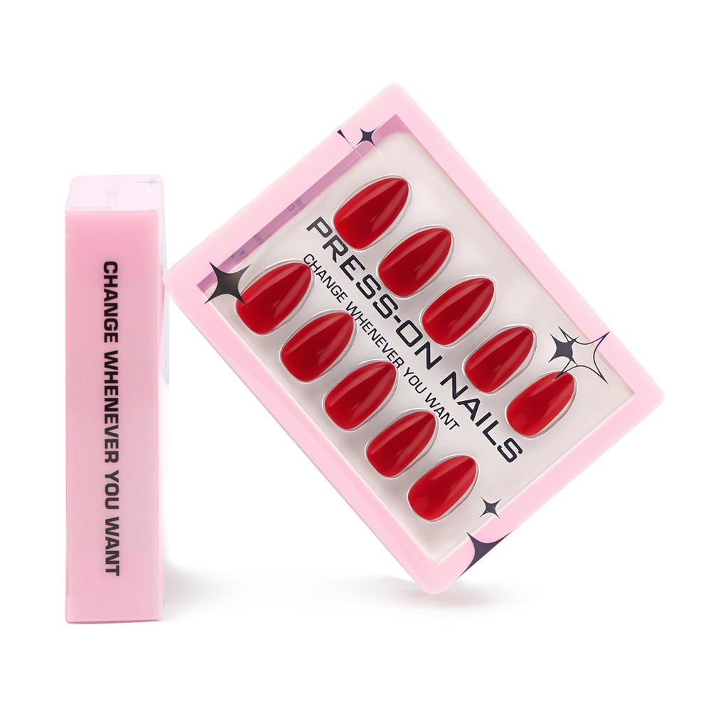 30PCS Simple Nude Almond Fake Nail with Jelly Glue Pure Color Press on Short Nail Full Cover Acrylic Wearable Gel Nail for Women