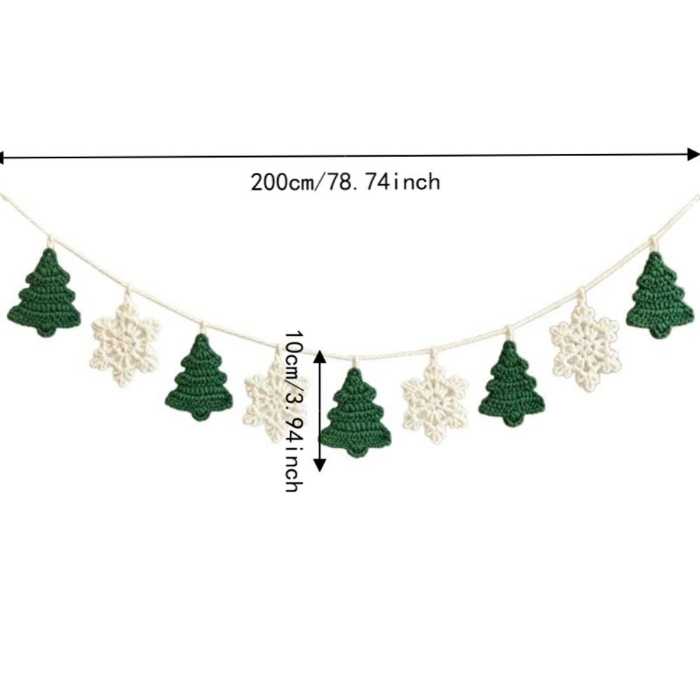 Knitted Christmas Garland Bunting Non-Woven Fabric Holiday Banner Crochet Garland Holiday Decor