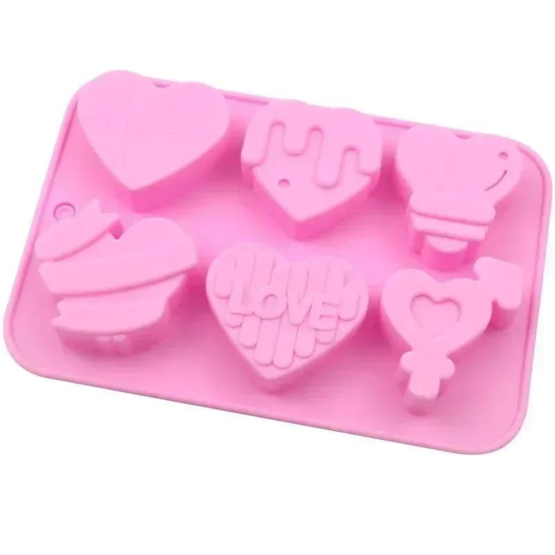 

Creative Shape Molds Love Heart Chocolate Silicone Mold Candy Biscuit Mould Love Ice Tray Baking Gift Love Fondant Candle Mold