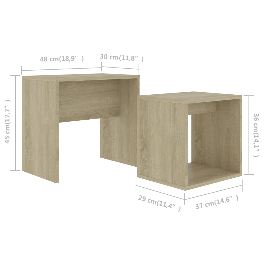 Coffee Table Set Sonoma Oak 48 X 30 X 45 Cm Particleboard