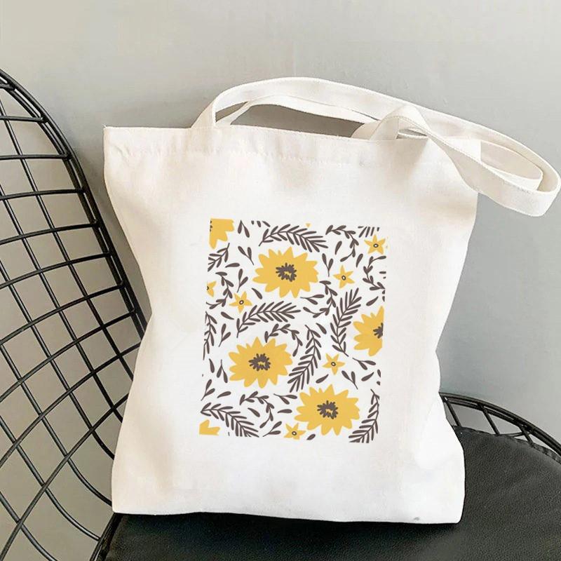 Floral Print Causal Canvas Bag Harajuku Women Shoulder Bags  Female Tote Handbag Large Capacity Shopper Handbag Fashion Handbags