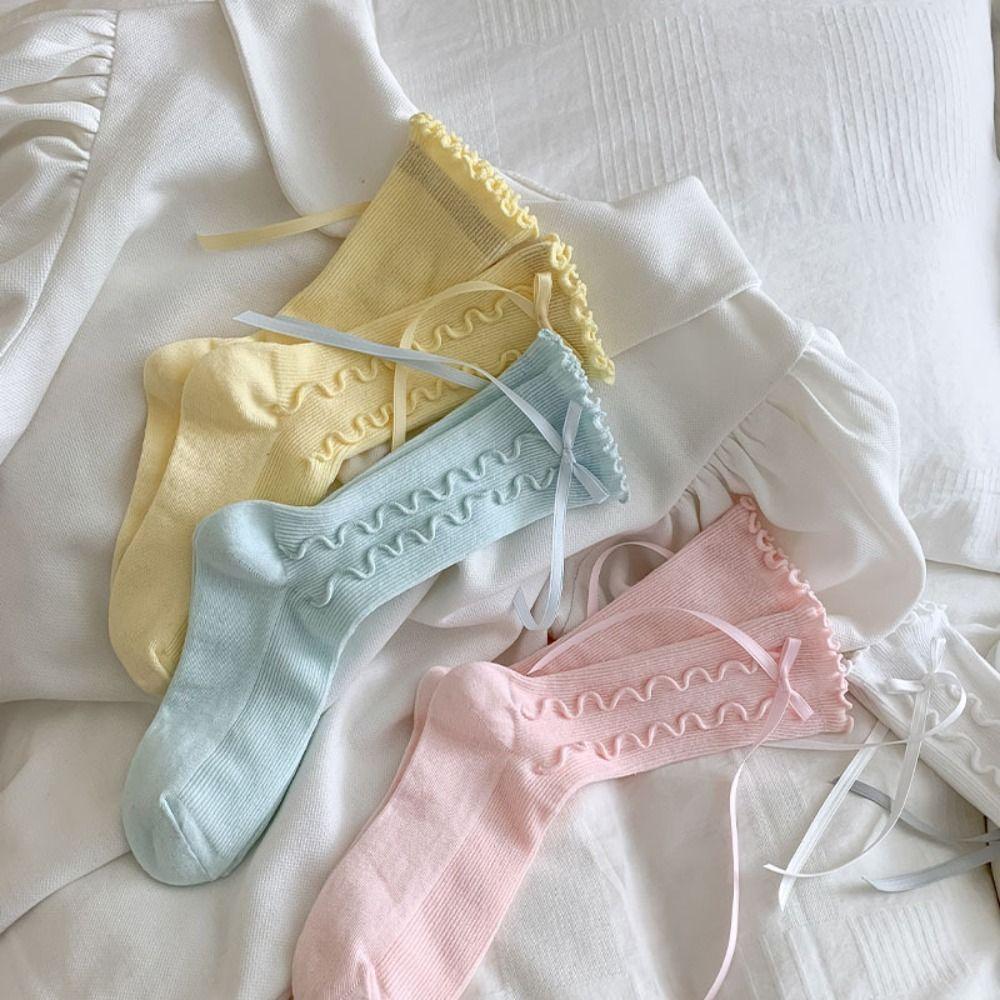 

Cotton Princess Socks Solid Color Middle Tube Socks JK Children s Socks Summer