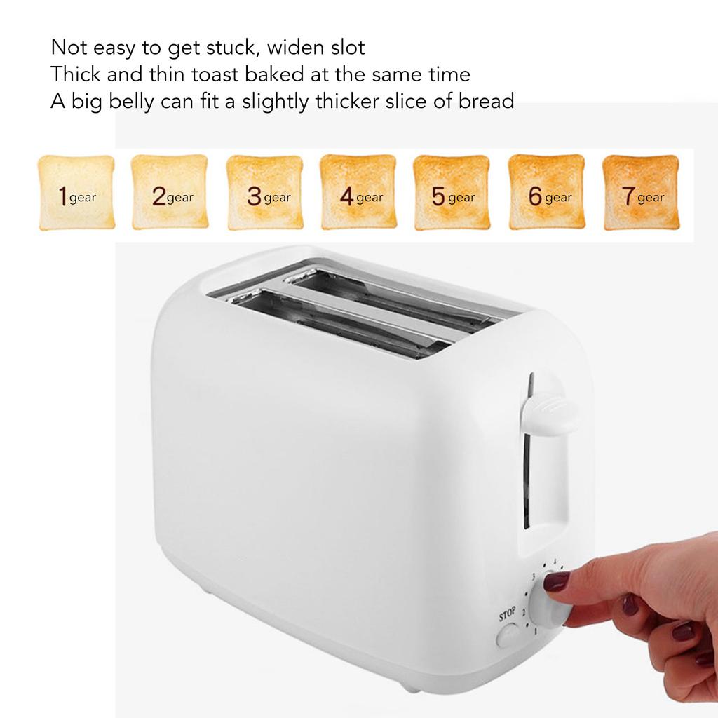 650W Toaster with Double Wide Slots 6 Gears White Bread Toast Machine for Home Breakfast