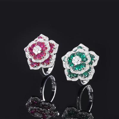 Anello in Diamante Micro-Borchiato TikTok Topazio Rubino Sangue di Piccione Anello Regolabile Donna