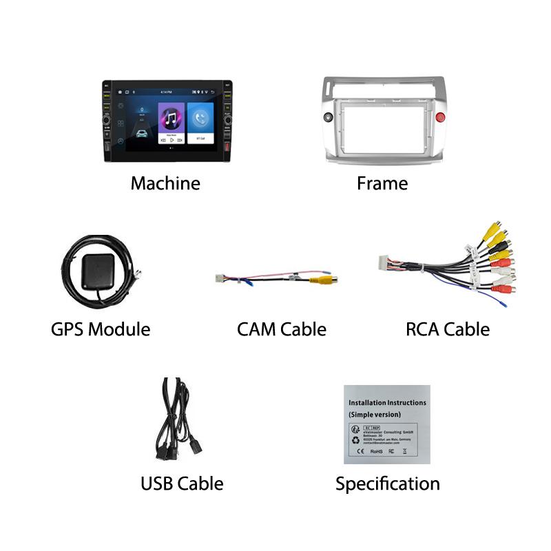 8 cali dla Citroen C4 c-triomphe c-quatre 2004-2009 z pokrętłem samochodowe multimedia radiowe 2Din dźwięk stereo Android wideo 1 + 32GB