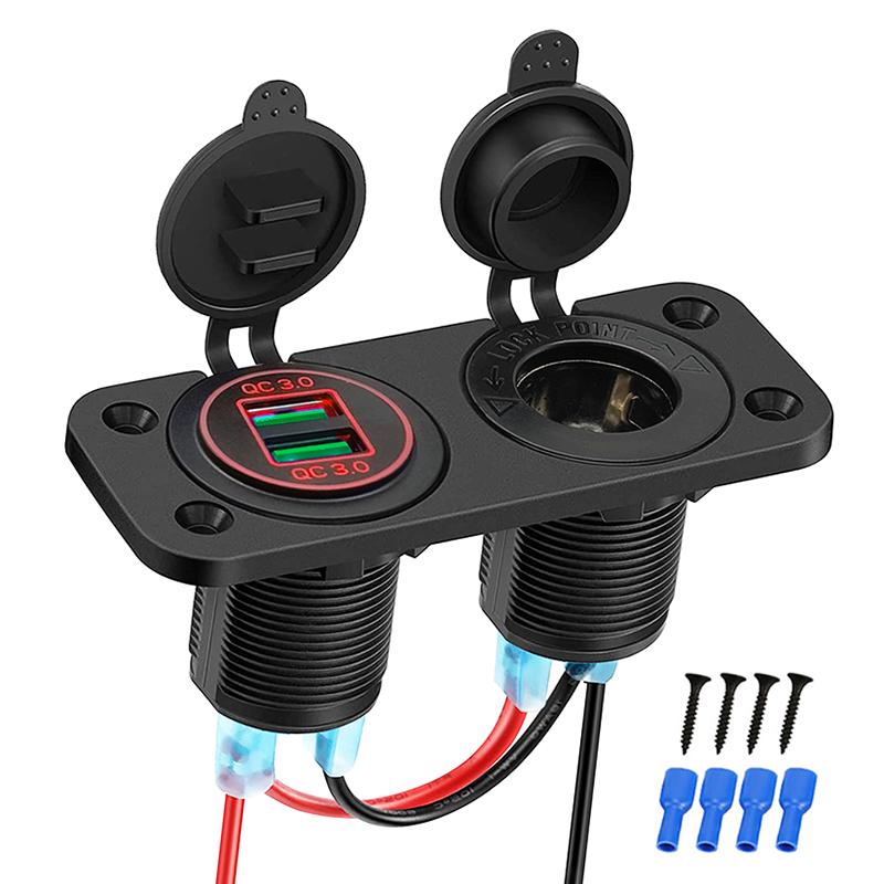 36W QC3.0 USB Steckdosenpanel Wasserdicht Schnellladung Dual USB Steckdosenadapter für Auto Boot Wohnmobil Motorrad