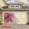 2D Bougainvillea Stone Wall Garage Door Cover Mediterranean Floral Banner