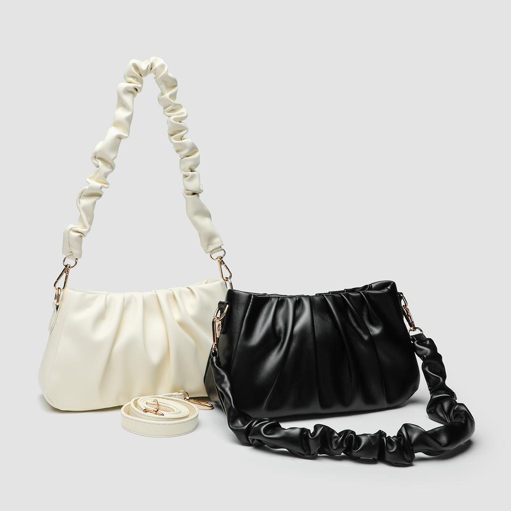 New trendy fashion pleated cloud underarm bag versatile commuter simple portable shoulder crossbody baguette bag women