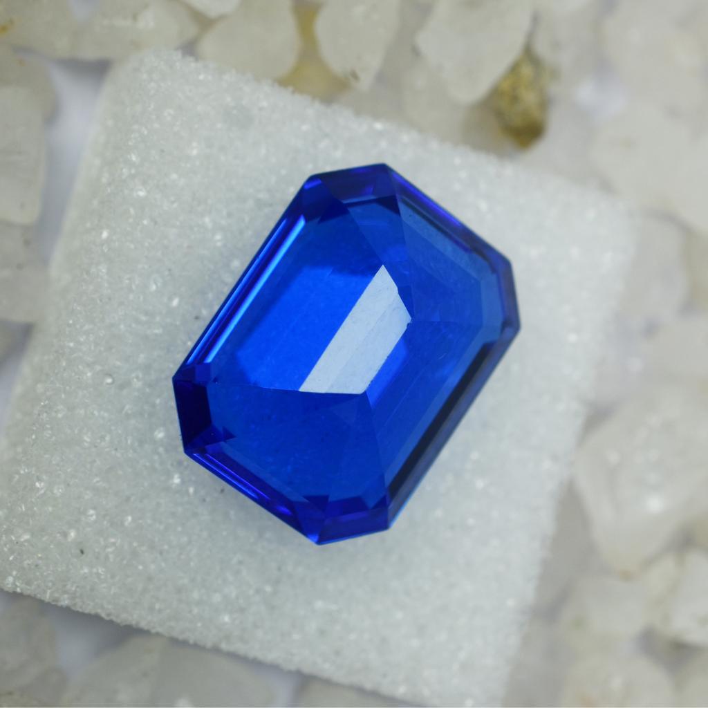Natural Blue Tanzanite Loose Gemstone Emerald Shape 15.08 Ct for Jewelry Making and Gem Collections