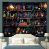 Witchy Bookshelf Tapestry Gothic Dark Academia Wall Hanging Occult Aesthetic Tapestries for Bedroom Decor