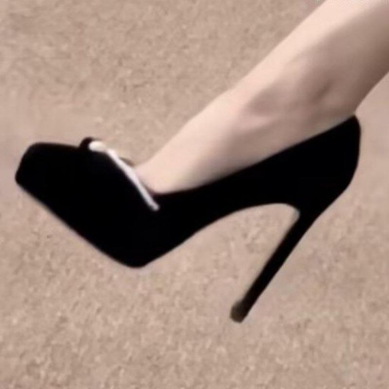 Fashion Women's Slim Heel Shoes Spring New Pointed Head Shallow Mouth Beaded Thick Soles Anti-slip Wear-resistant High Heels