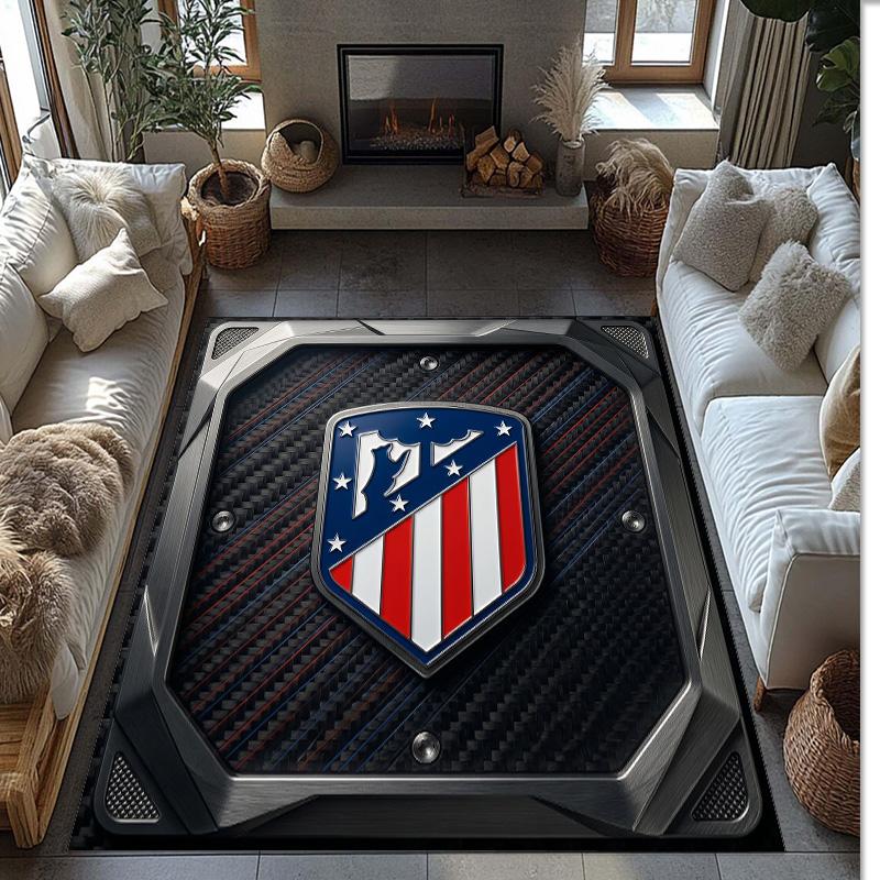 Atletico Madrid Printed Flannel Area Rug Non Slip Soft Polyester Floor Carpet Indoor Decor Mat for Bedroom Living Room Sofa Game Room Home Decoration