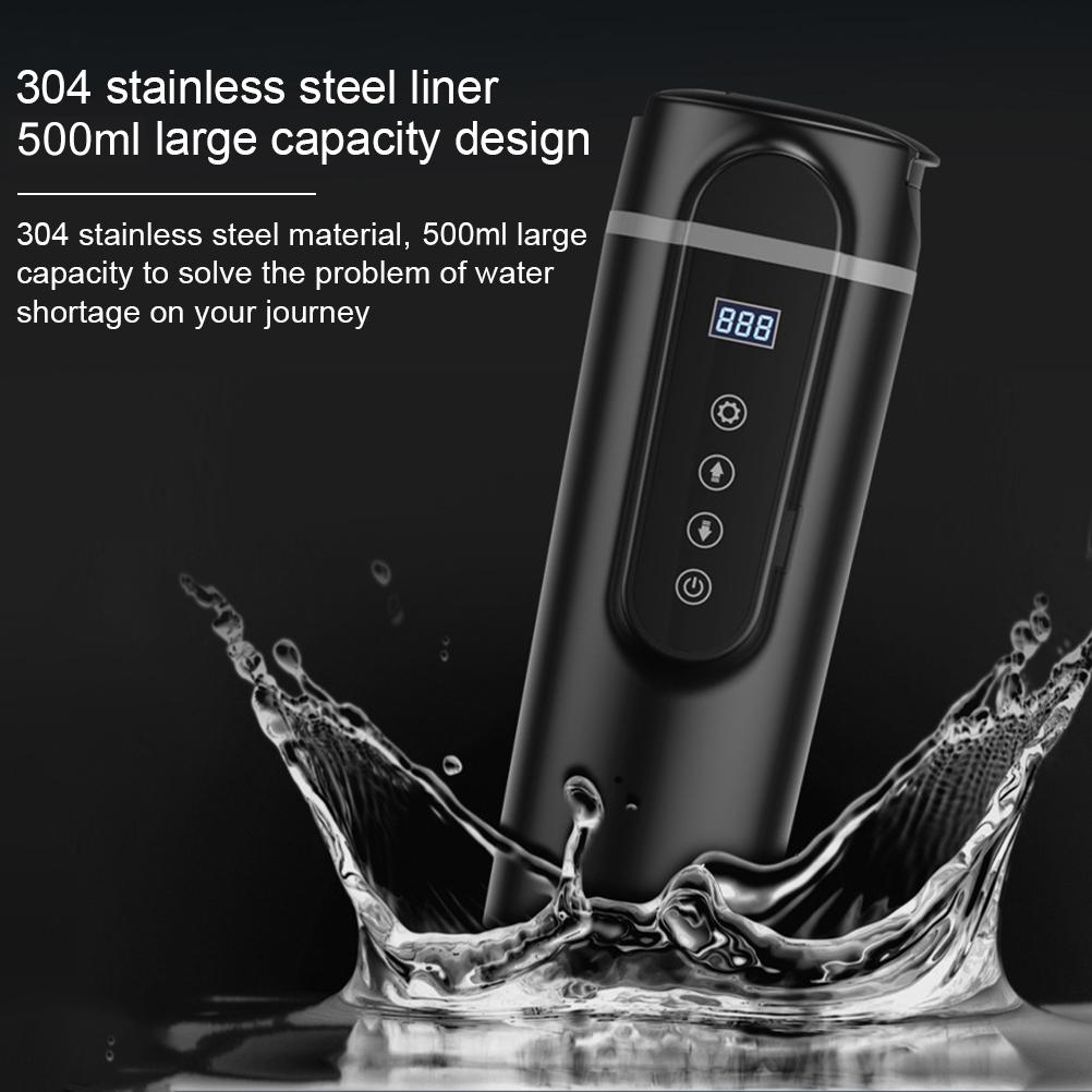 12V24V Auto Reise Wasserkocher Auto Heizbecher mit Auslaufsicherem Deckel Tragbarer Kaffee Reisebecher