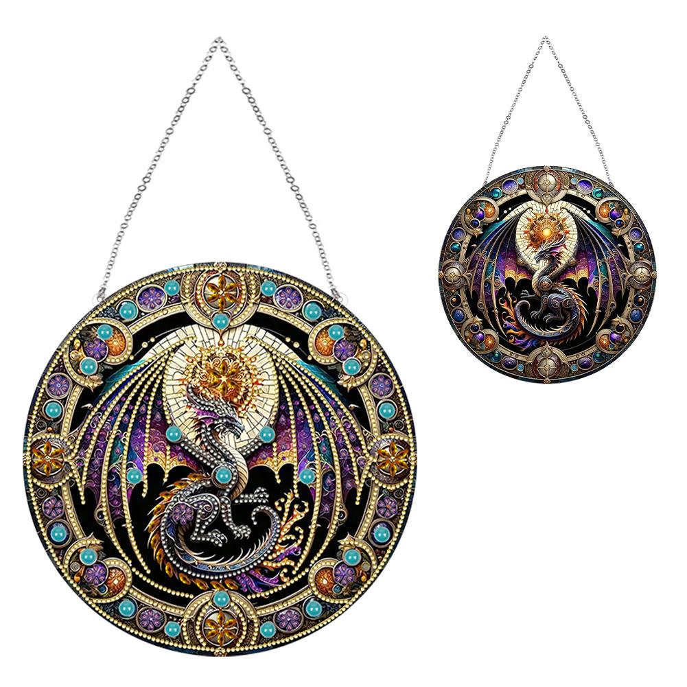Stained Glass Animal Rhinestone Diamond Art Window Pendants Suncatcher Diamond Painting Art Pendant for Garden Window Decor